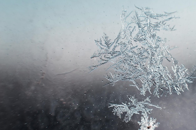 Padrão de neve no vidro por causa da geada