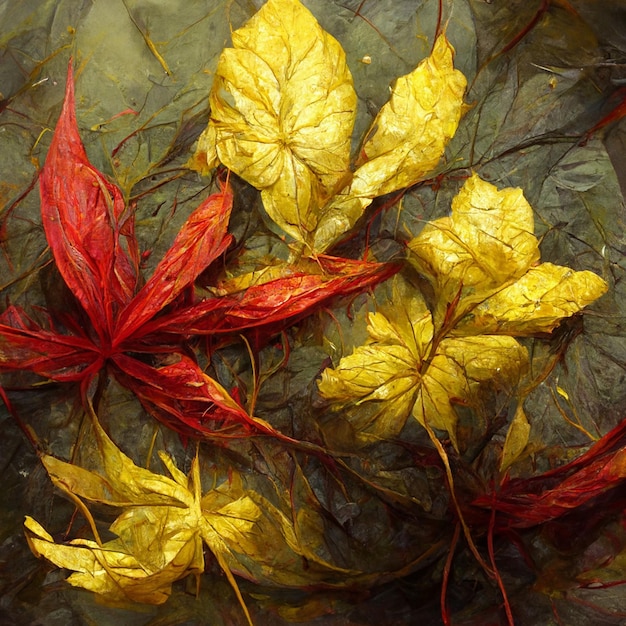 Padrão de outono com folhas vermelhas e amarelas coloridas para sua criatividade