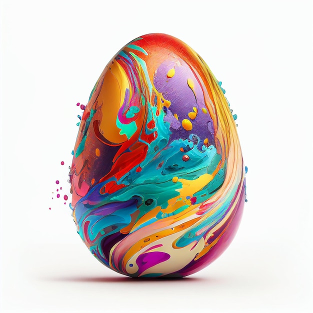 Padrão de ovo pintado de arco-íris abstrato acrílico líquido fluindo ilustração Ovo de Páscoa com cores fluidas