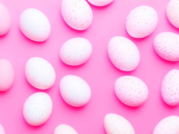 Padrão de ovos de Páscoa cor-de-rosa e brancos sobre fundo rosa