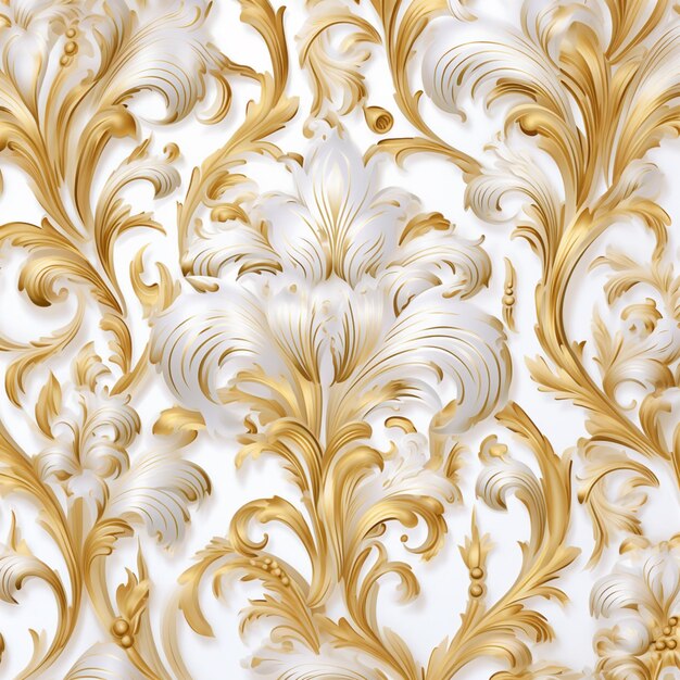 padrão de papel de parede ornamentado em ouro no estilo de branco claro