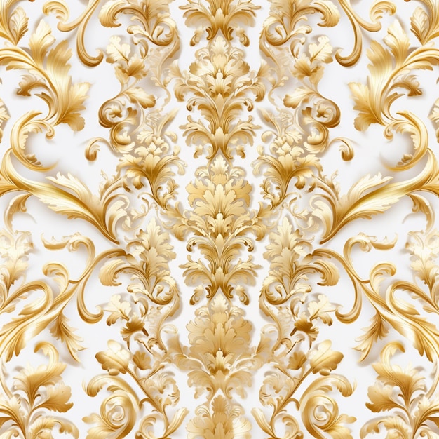 padrão de papel de parede ornamentado em ouro no estilo de branco claro