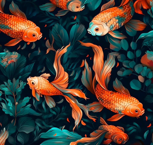 Padrão de peixinho dourado, moda sobrenatural gerada por IA generativa