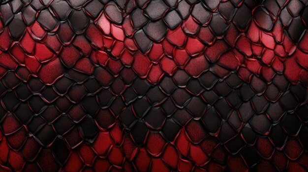 Padrão de pele de cobra exótica vermelha e preta ou textura de escama de dragão como imagem gerada por IA de papel de parede