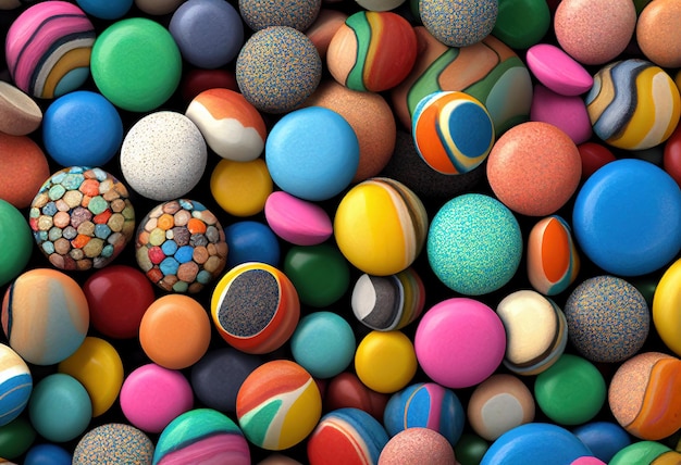 Padrão de pequenas pedras artificiais coloridas como seixos do mar lisos para IA geradora de fundo