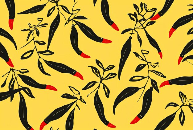 padrão de pimenta chili em fundo amarelo no estilo de padrões gráficos