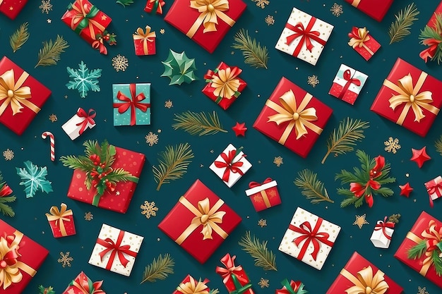 Padrão de presente de Natal de Ano Novo Papel de parede de fundo