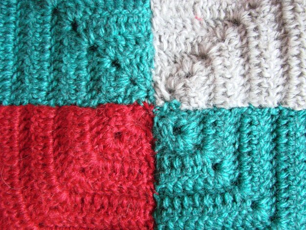 Padrão de quadrados coloridos de textura de crochê Quadrados de malha de crochê