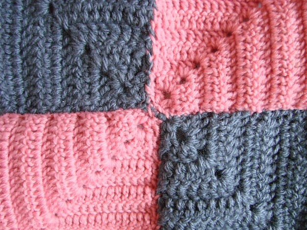 Padrão de quadrados coloridos de textura de crochê Quadrados de malha de crochê