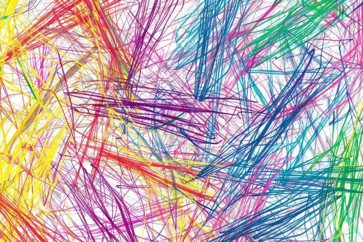 Foto padrão de rabiscos caóticos desenhados à mão com várias texturas