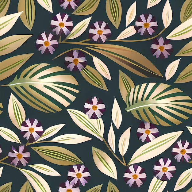 Padrão de repetição de flores sem costura em toda a superfície de impressão para papéis de parede florais Generative AI para design têxtil cobertor almofada cortinas roupas
