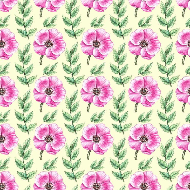 Foto padrão de rosa mosqueta em aquarela