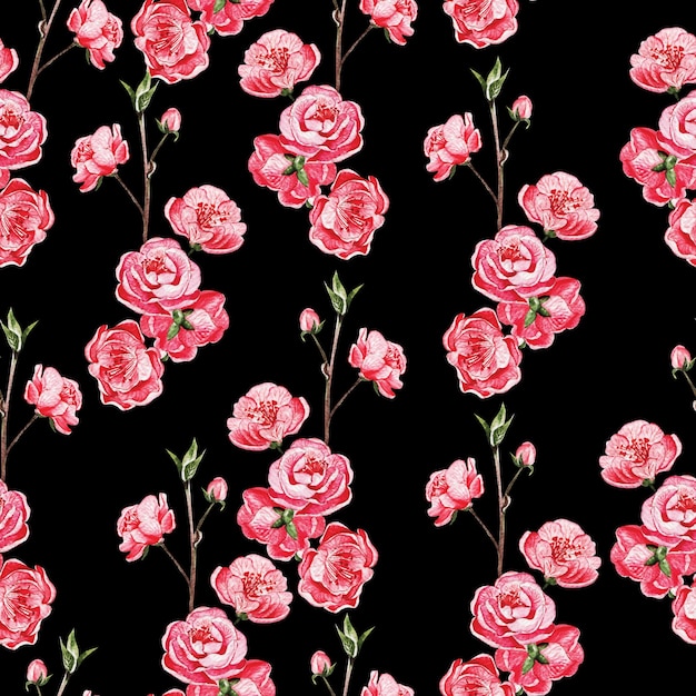 Padrão de seamles com sakura japonesa com flores rosa