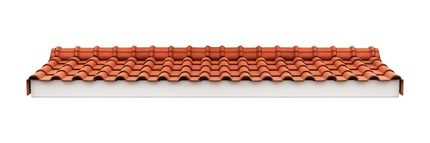 Foto padrão de telha laranja isolado no fundo branco com traçado de recorte