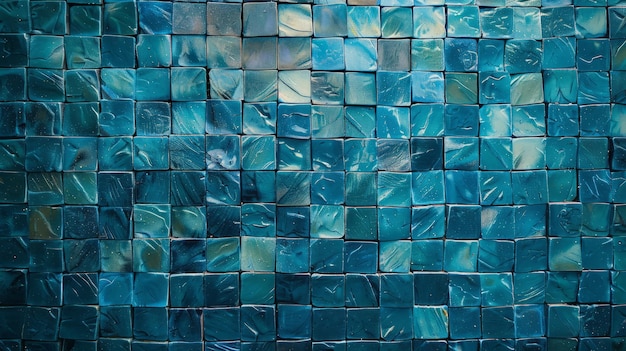 Foto padrão de telhas de mosaico azul no fundo da textura da parede