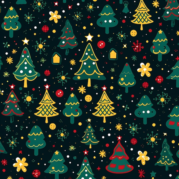 Padrão de tema de Natal simples e sem costura Doodle