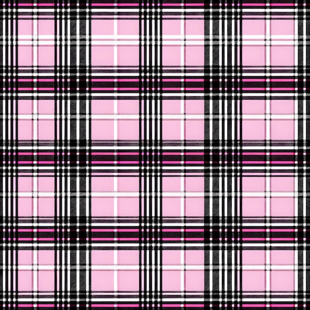 padrão de textura tartan preto e branco com linhas finas rosa