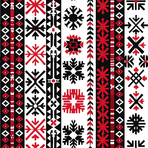 Foto padrão de tricô estoniano contendo vários símbolos e padrão de azulejos sem costura art collage ink