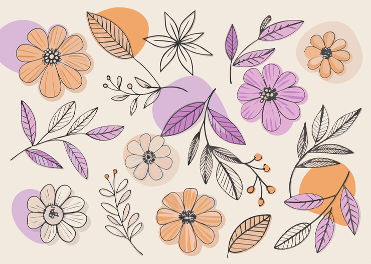 Foto padrão de verão com flores, folhas e bagas cores brilhantes desenho de fundo de estampa têxtil