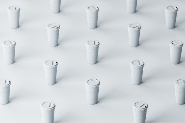 Foto padrão de xícara de café branca criativa em fundo claro conceito de bebida e café da manhã renderização 3d