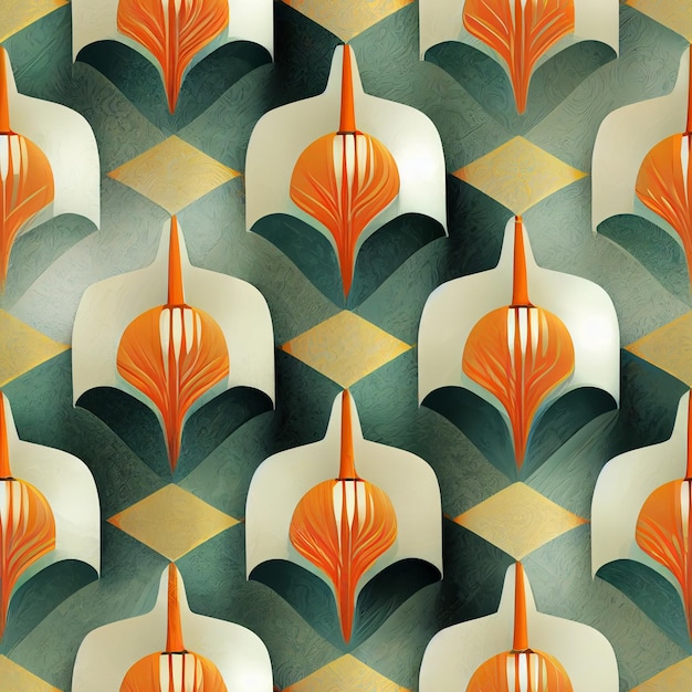Padrão decorativo abstrato sem costura em estilo art déco Fundo geométrico Art Nouveau gerado ai