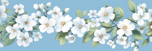 Padrão em flores brancas com fundo azul