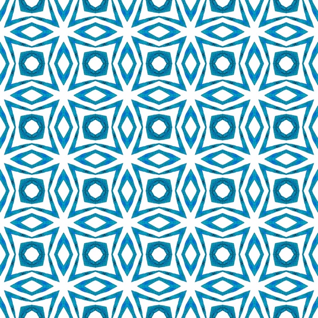 Padrão étnico pintado à mão Boho divino azul