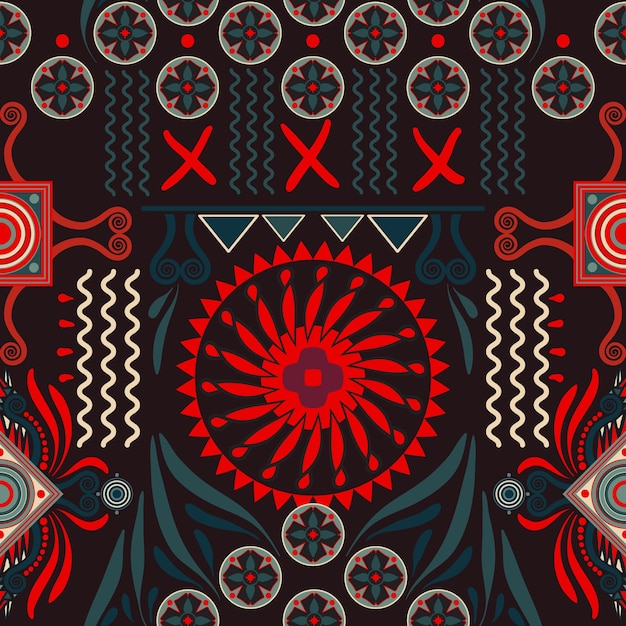 Padrão étnico vetorial sem costura pano de fundo colorido com elementos abstratos design nativo americano motivo mexicano navajo