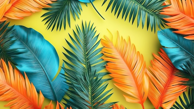 Foto padrão exótico com plantas exuberantes da selva e folhas tropicais