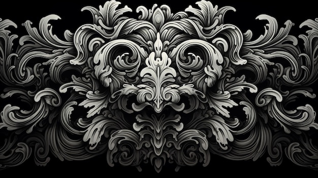 Foto padrão floral abstrato em cores pretas e brancas