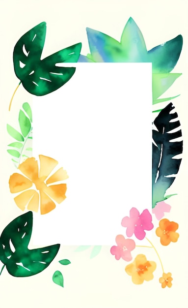 Foto padrão floral aquarela suave em fundo branco lavado com traços delicados