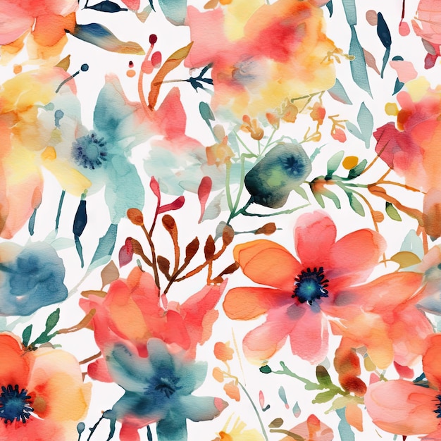 Padrão floral aquarela vibrante para convites e artigos de papelaria