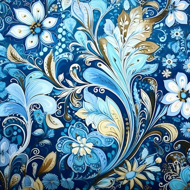 padrão floral azul