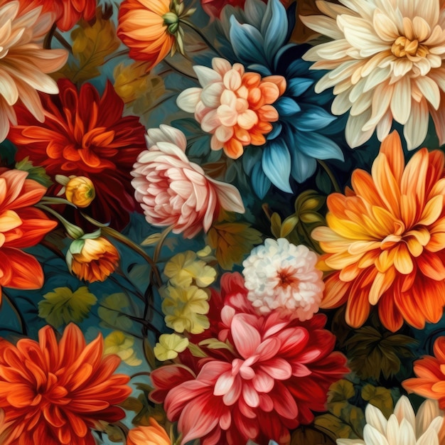 Padrão floral colorido sem costura