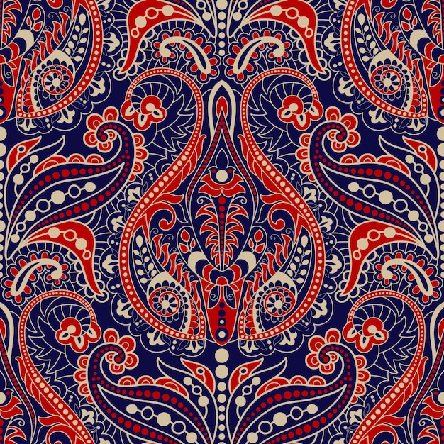 Padrão floral de fundo Paisley sem costura Fundo ornamental colorido Ornamento indiano Belo ornamento indiano para papel de parede têxtil de tecido de embrulho