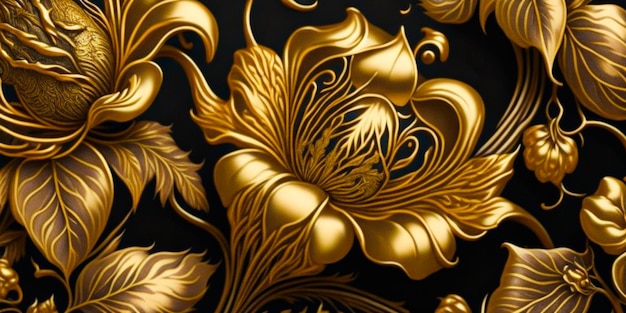 padrão floral dourado sem costura em estilo retro