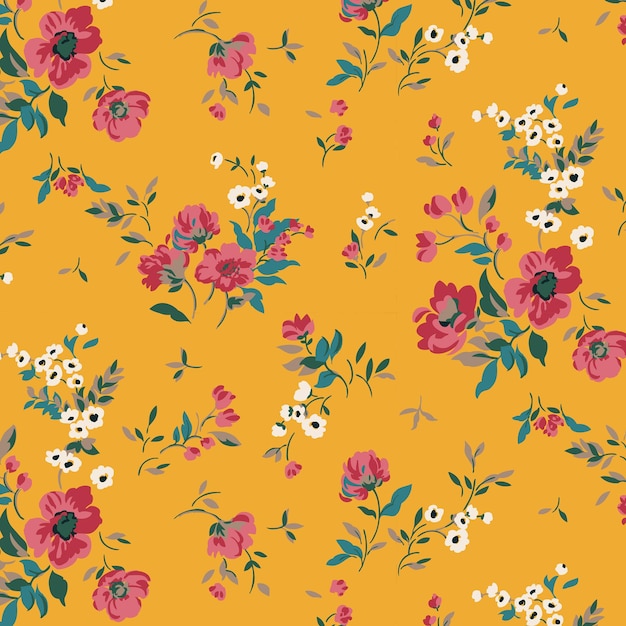 Padrão floral em fundo amarelo