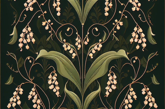 Foto padrão floral fresco de lírio do vale ideal para decoração e papel de parede generativo ai