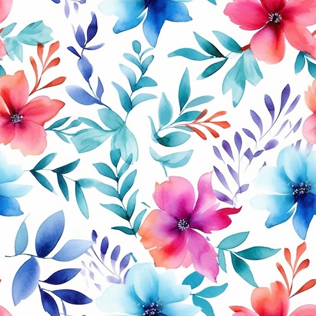 padrão floral perfeito com flores coloridas em um fundo branco