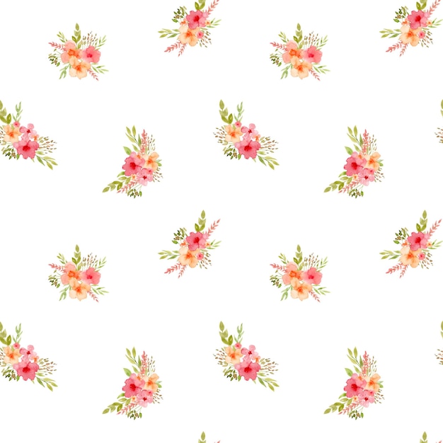 Padrão floral sem costura com flores vermelhas e rosa Ilustração desenhada à mão em fundo branco isolado Ornamento botânico para design têxtil de papel de parede ou papel de embrulho em cores laranja de verão