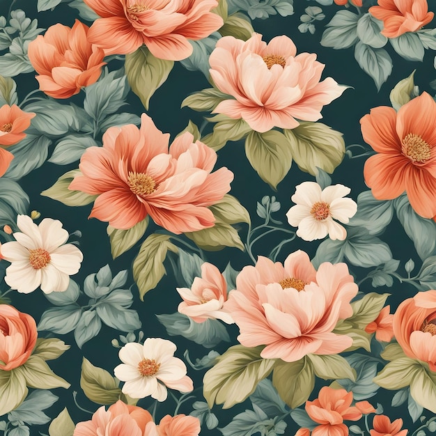 padrão floral sem costura com uma sensação vintage adequado para impressão de tecidos e decorativo