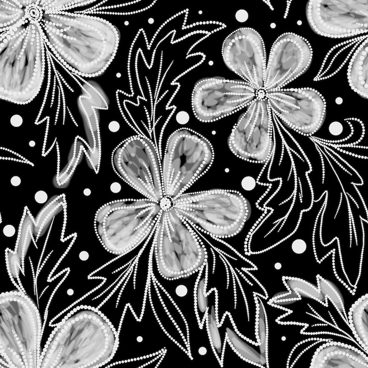 Foto padrão floral sem costura em fundo preto