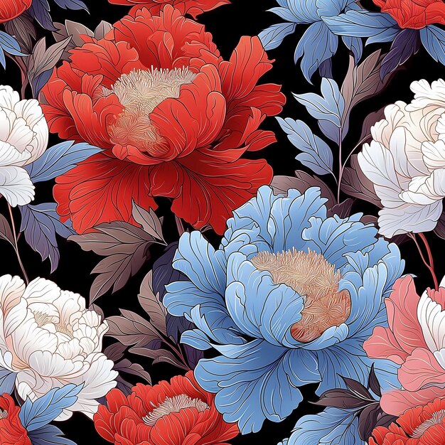 Padrão Floral Sem Costura Inspirado por Martin Ansin Francesco Solimena e Josan Gonzalez