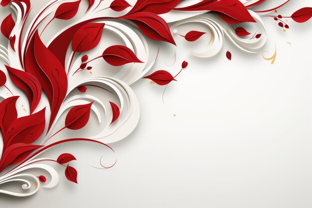 Foto padrão floral vermelho no lado de um fundo branco convite de casamento de bandeira do dia dos namorados