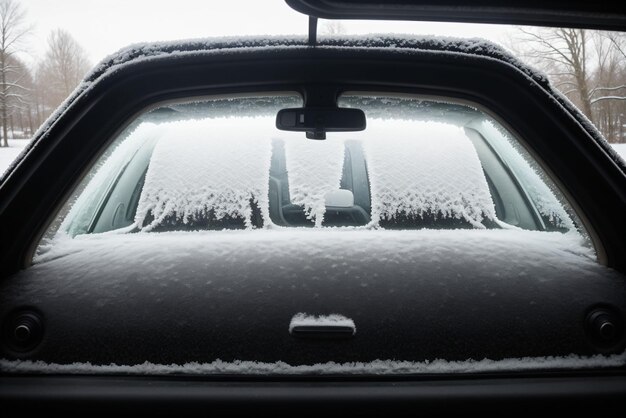 Foto padrão gelado em uma janela de carro velho