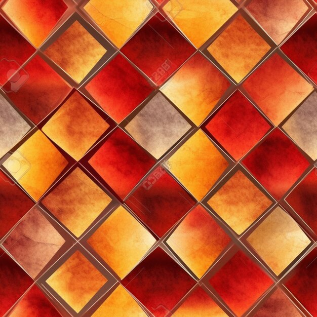 Padrão geométrico abstrato com um diamante vermelho e laranja.