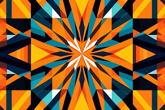 Padrão geométrico abstrato em azul laranja e preto