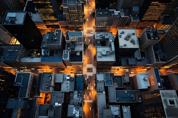 Padrão geométrico das ruas da cidade vista de cima IA generativa