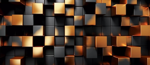 padrão geométrico de ouro com hexágonos pretos e fundo quadrado generativo ai