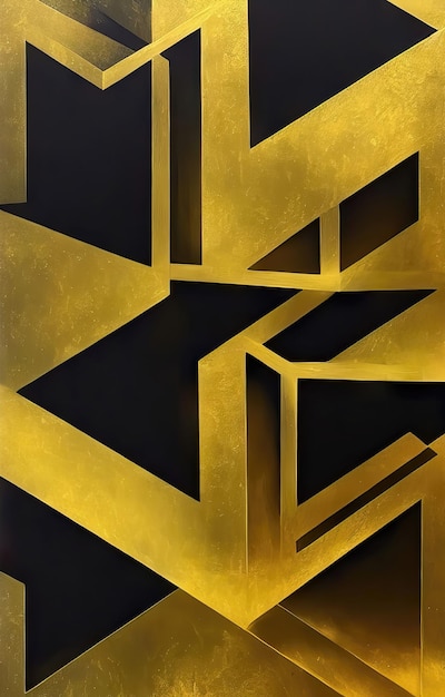 Padrão geométrico preto e dourado ornamentado para design de parede e bannerxAxAxA